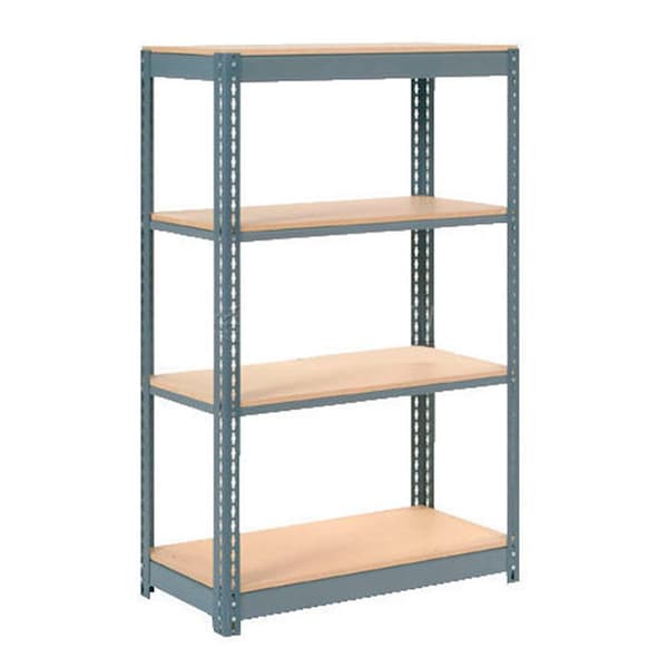 Heavy Duty Shelving 48W x 18D x 60H With 4 Shelves, Wood Deck, Gray
